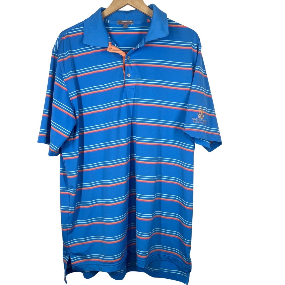 Peter Millar Summer Comfort Men's Blue  Polo Ritz Carlton Bachelor Gulch L
